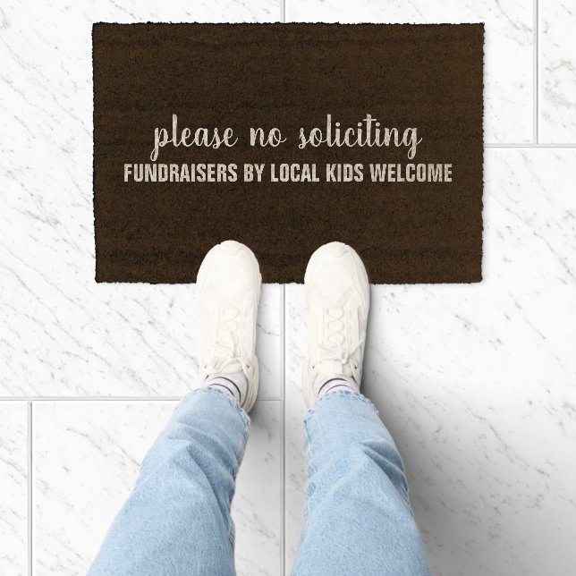 please no soliciting fundraisers by local kids fiber doormat (Insitu)