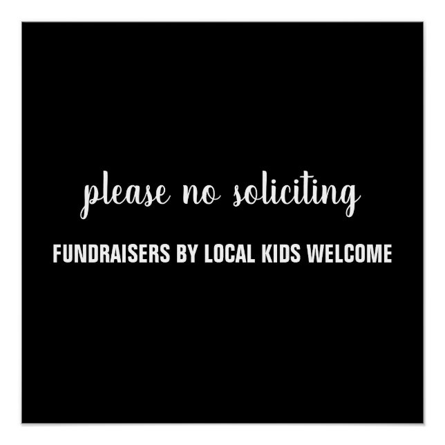 please no soliciting fundraisers by local kids poster (Front)