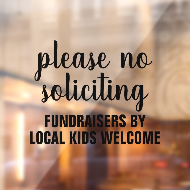 please no soliciting fundraisers by local kids window cling (Sheet 2)