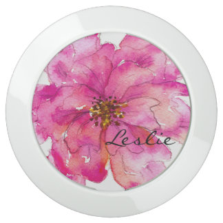 Please Paint Me Pink Floral Elegant Monogram III USB Charging Station