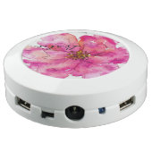 Please Paint Me Pink Floral Elegant Monogram III USB Charging Station (Angled Back)
