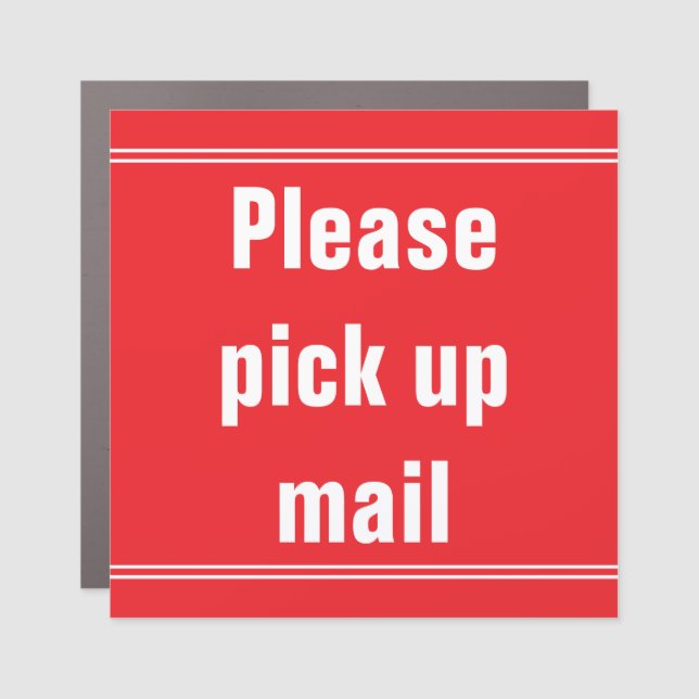 Please Pick Up Mail Red White Mailbox Decal Magnet (Front)