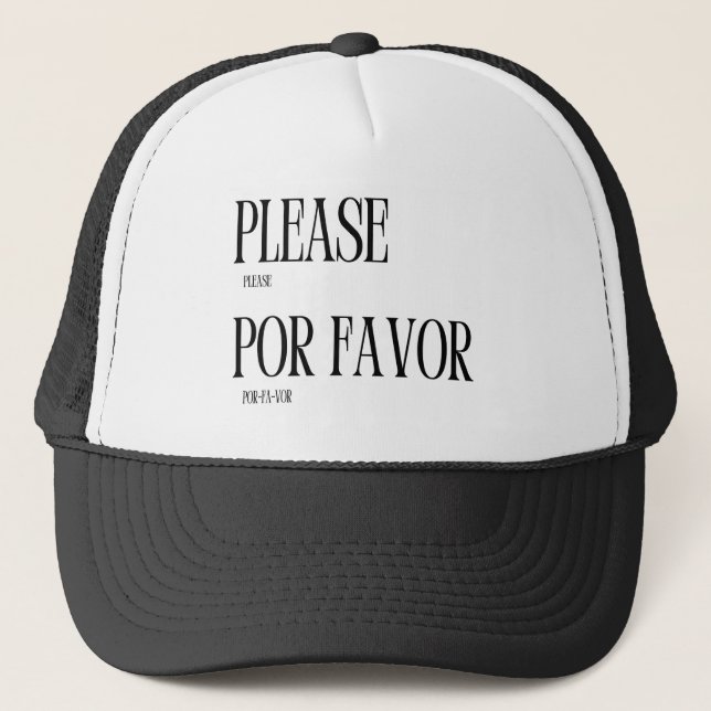 Please Por Favor Learn Language Exchange Flashcard Trucker Hat (Front)