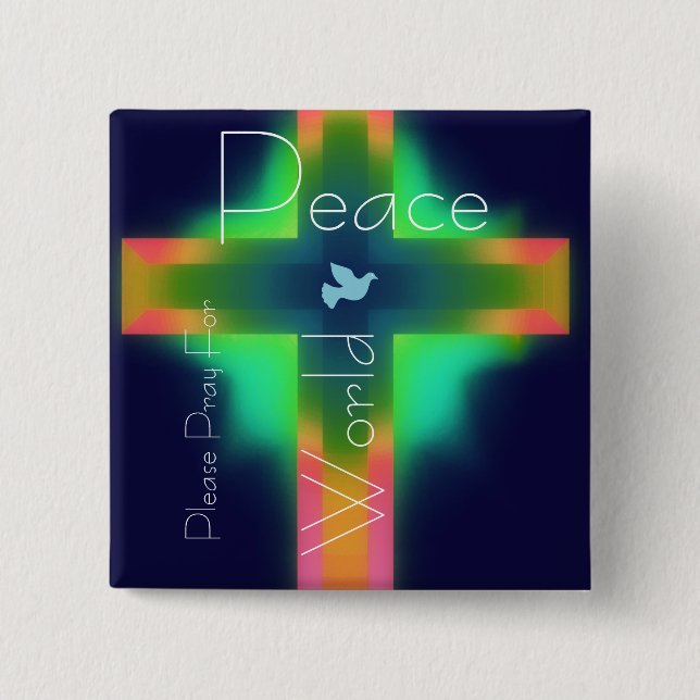 please pray for world peace pinback button (Front)