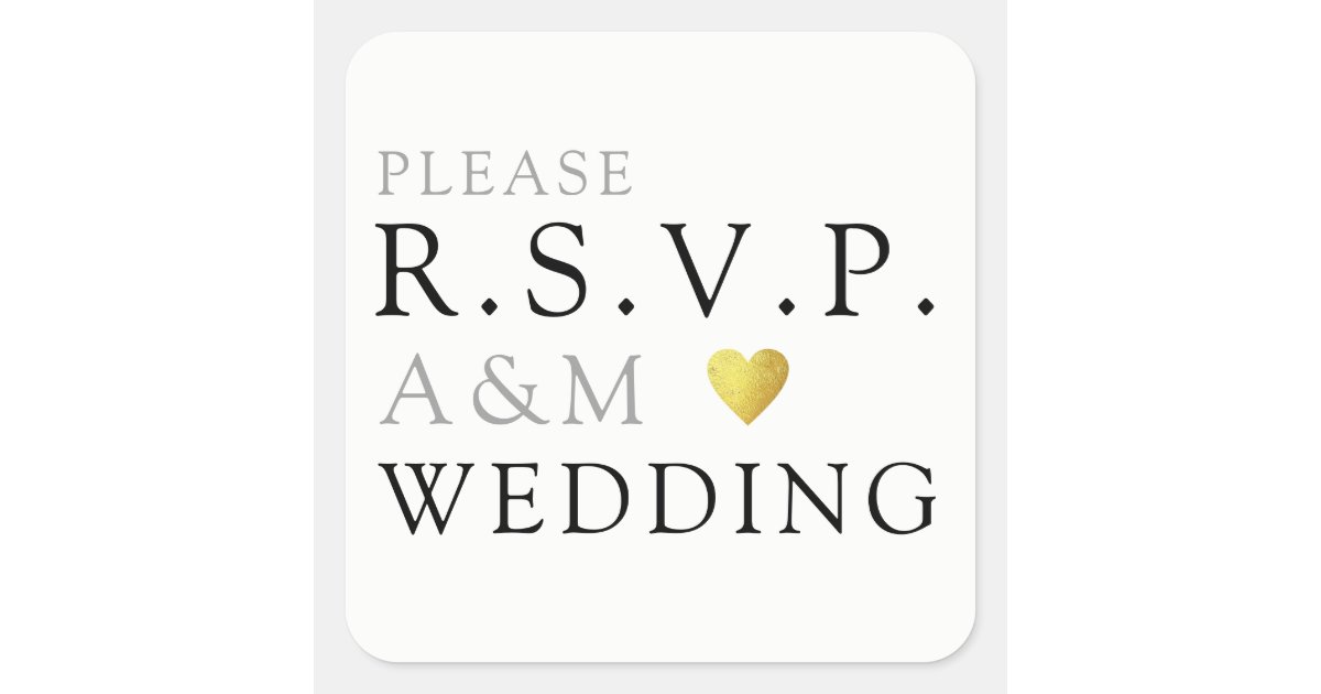 Please R.S.V.P. Elegant Wedding Invitation Square Sticker | Zazzle
