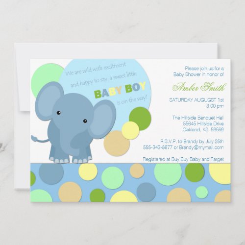 Baby Elephant Shower Invitation Invitations