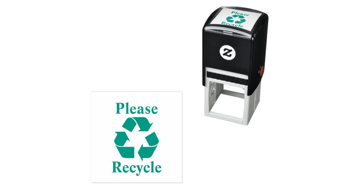 Pad Recycle Sign Please Recycle with Recycling Symbol Square Self-inking Stamp | Zazzle
