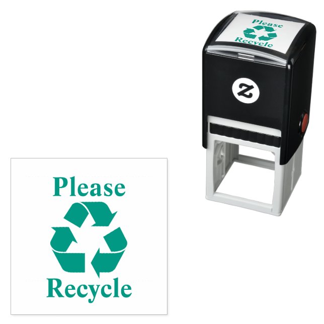 Please Recycle with Recycling Symbol Square Self-inking Stamp (In Situ)