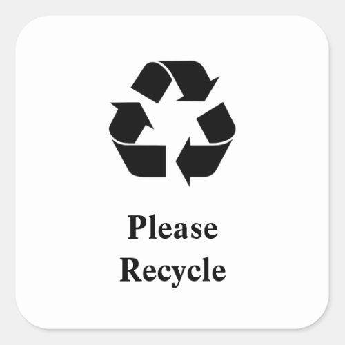 Please Recycle with Recycling Symbol Square Sticker