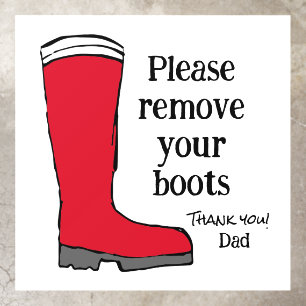 Please Remove Your Boots Red Drawing Floor Decals