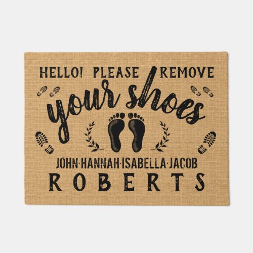 Please Remove Your Shoes Farmhouse Rustic Custom Doormat