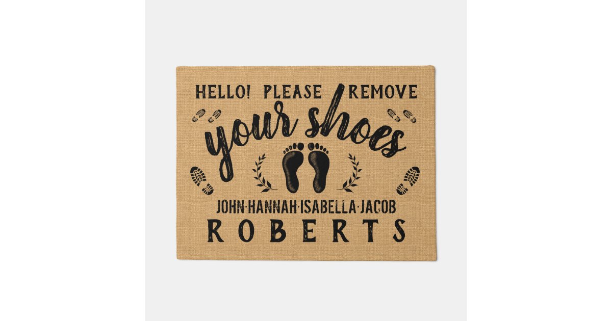 Please Remove Your Shoes Farmhouse Rustic Custom Doormat Zazzle Com
