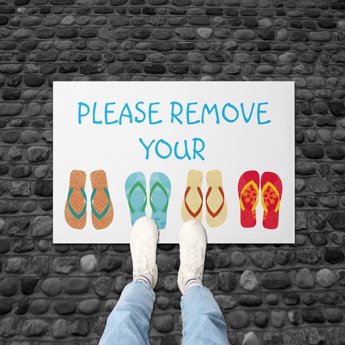 Please Remove Your Shoes Flip Flops Doormat