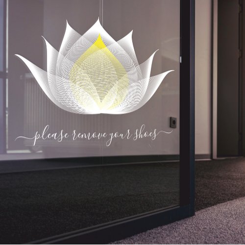 Please Remove Your Shoes Lotus Flower Yoga Studio Window Cling
