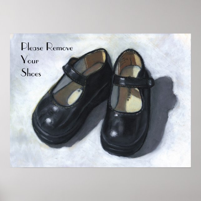 Please Remove Your Shoes: Oil Pastel Art Poster (Front)