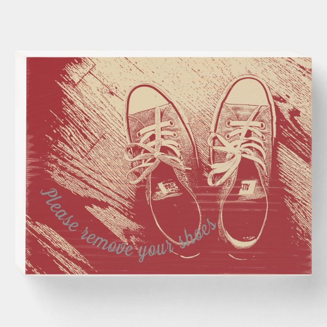 please remove your shoes sign with shoes (Front Horizontal)