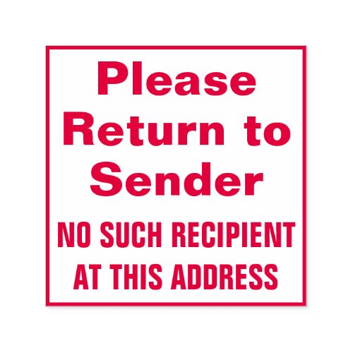 Please Return to Sender Rubber Stamp