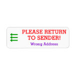[ Thumbnail: "Please Return to Sender!" "Wrong Address" Label Address Label ]