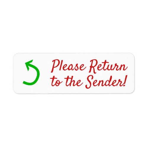 Please Return to the Sender  Arrow Label