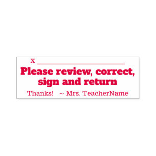 "Please review, correct, sign and return" & Name Self-inking Stamp
