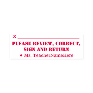 "Please Review, Correct, Sign And Return" & Name Self-inking Stamp