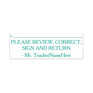 "PLEASE REVIEW, CORRECT, SIGN AND RETURN" SELF-INKING STAMP