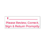[ Thumbnail: "Please Review, Correct, Sign & Return Promptly" Self-Inking Stamp ]