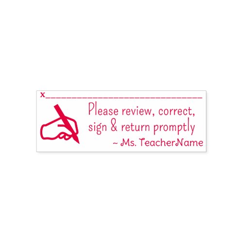 Please review correct sign  return promptly Self_inking Stamp