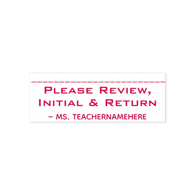 "Please Review, Initial & Return" and Name Self-inking Stamp (Design)