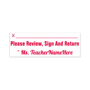 "Please Review, Sign And Return" + Educator Name Self-inking Stamp