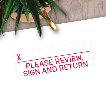 Please Review Sign Return With X Signing Line Self-inking Stamp by ForTeachersOnly at Zazzle