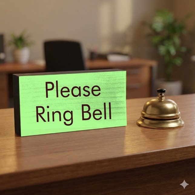 Please Ring The Bell Minimalist Green Wooden Box Sign (Creator Uploaded)