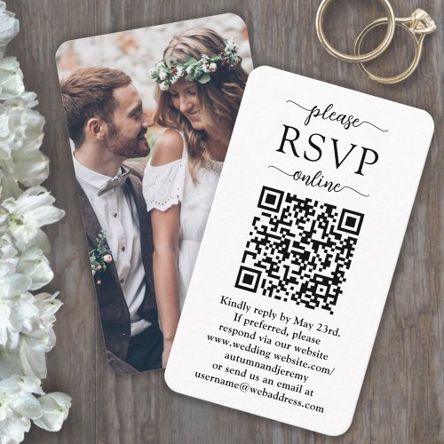 Please RSVP Online Wedding Website QR Code Photo Enclosure Card