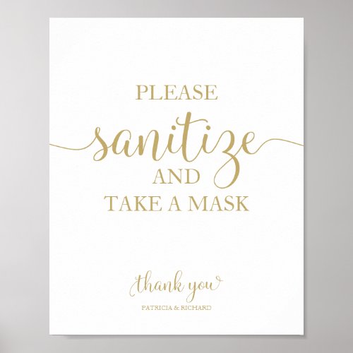 Please Sanitize And Take A Mask Wedding Sign