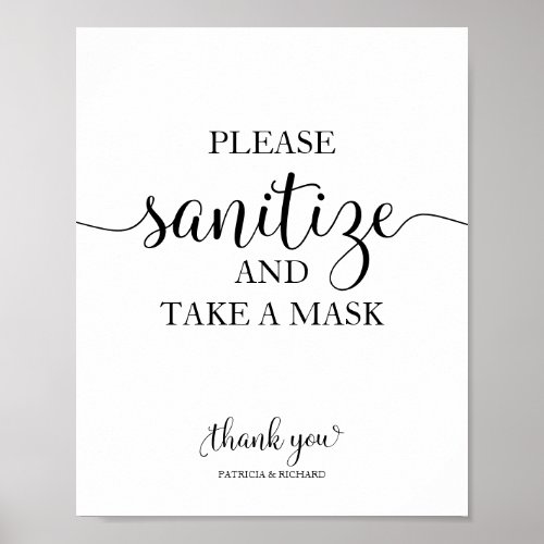 Please Sanitize And Take A Mask Wedding Sign