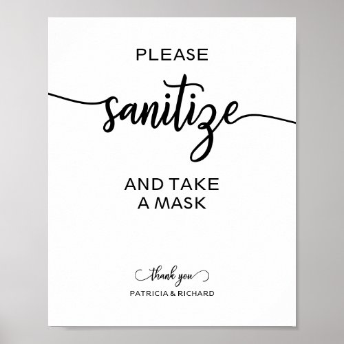 Please Sanitize And Take A Mask Wedding Sign