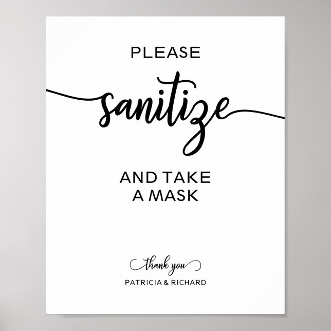 Please Sanitize And Take A Mask Wedding Sign (Front)