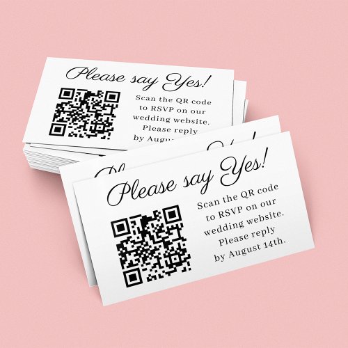 Please Say Yes Elegant Wedding QR Code RSVP Business Card