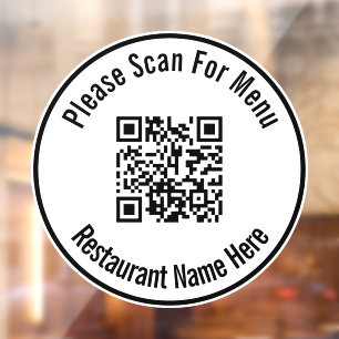 Please Scan For Menu QR Code Template Window Cling