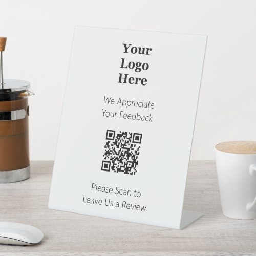 Please Scan QR Code to Leave Review Your Logo Here Pedestal Sign
