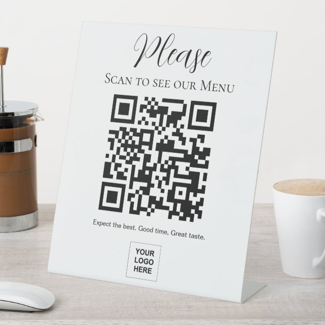 Please Scan to see our menu Online QR code Pedestal Sign (In SItu)