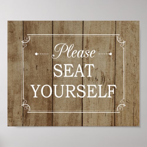 Please Seat Yourself Faux Wood Bathroom Poster