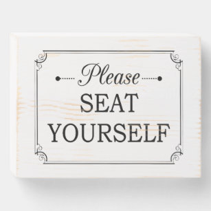 Please Seat Yourself Funny Vintage Bathroom Wooden Box Sign