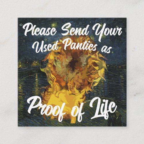 Please Send Your Used Panties as Proof of Life Enclosure Card