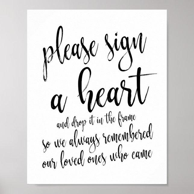 Please Sign A Heart Rustic Wedding 8x10 Sign (Front)