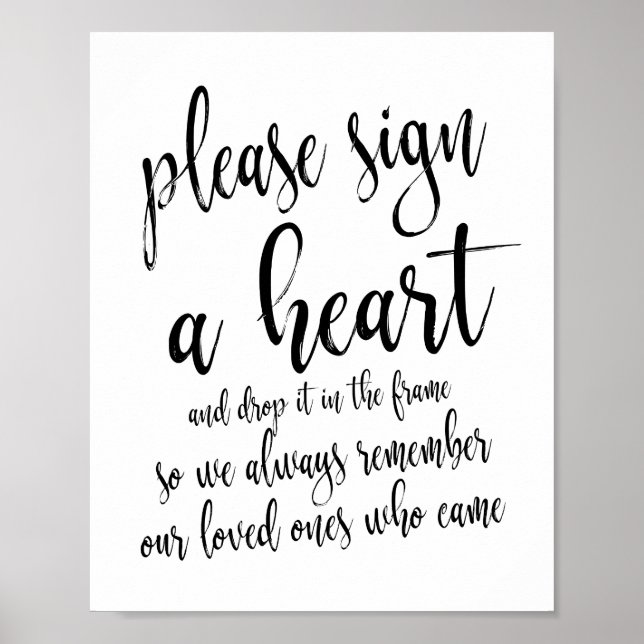 Please Sign A Heart Rustic Wedding 8x10 Sign (Front)