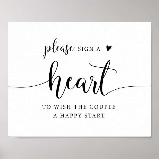 Please Sign a Heart Wedding Guestbook Sign (Front)