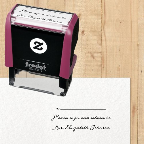 Please Sign and Return Teacher Name Signature Line Self_inking Stamp