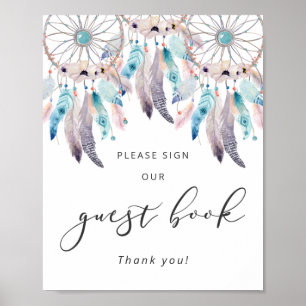 Please Sign Guest Book Bohemian Baby Shower Sign