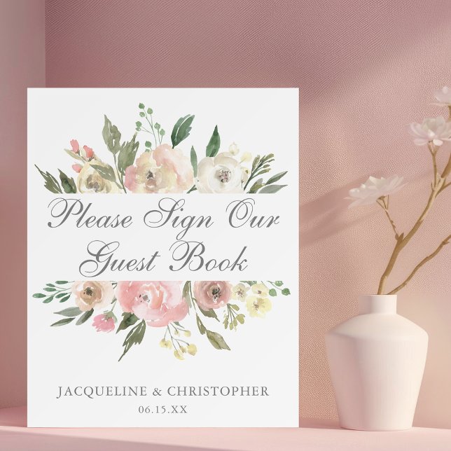 Please Sign Guest Book Elegant Floral Foam Board (Creator Uploaded)